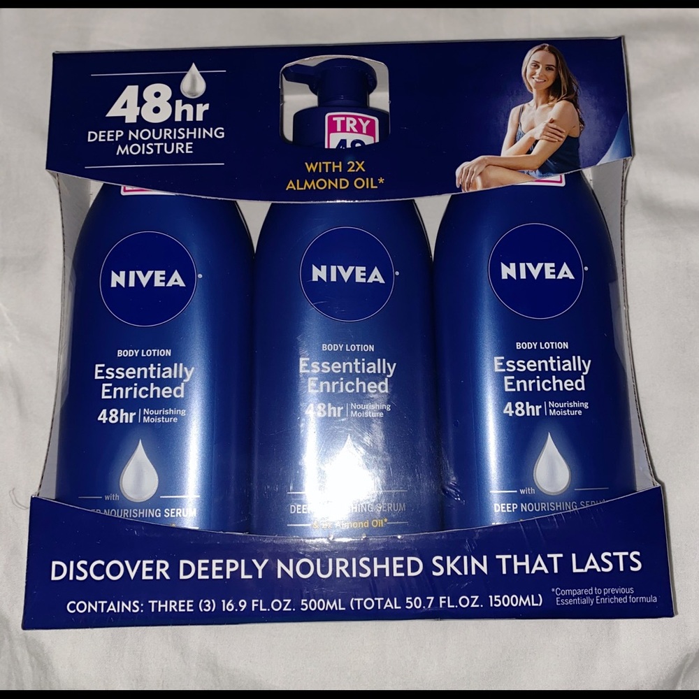 BNIB 3pcs Nivea 48 hours deep nourishing moisturizer